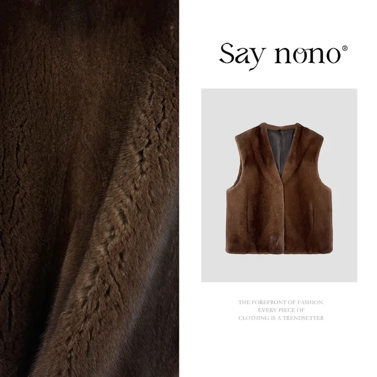 懒猫nono│Saynono 2时尚进口水貂简约设计皮草马甲上衣 WD9113