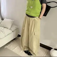 【刘噗噗】韩风来袭 大口袋工装廓形镰刀裤61001