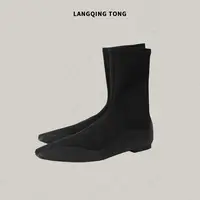 LANGQING 弹力方头内增高休闲短筒靴46796#
