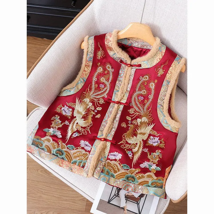 比翼双飞】重工刺绣棉马甲新中式国风背心坎肩女马夹拜年服