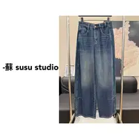 MM2025新款美式复古宽松高腰显瘦阔腿牛仔弯163