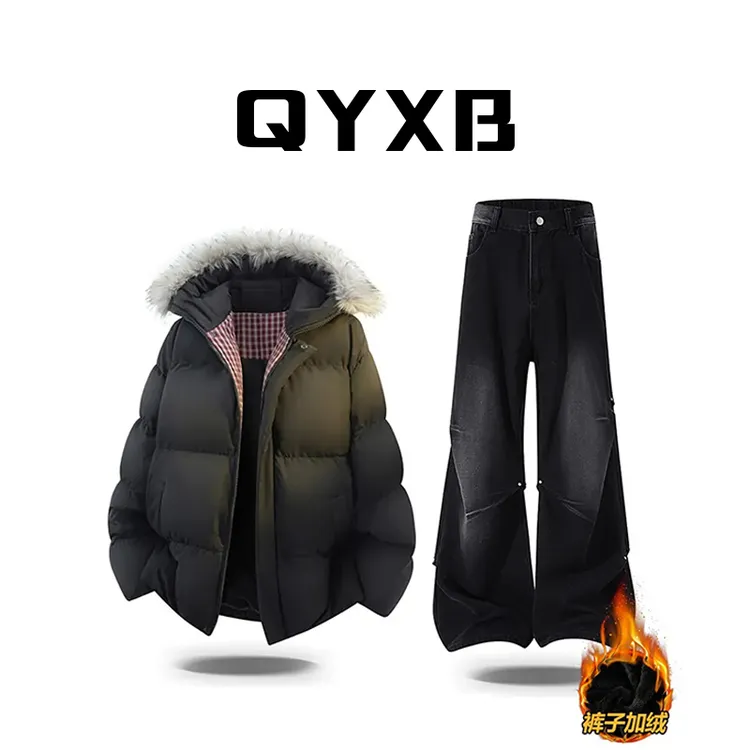 【品牌正品现货】QYXB高级感棉服男款冬季潮牌加棉加厚保暖防寒棉袄