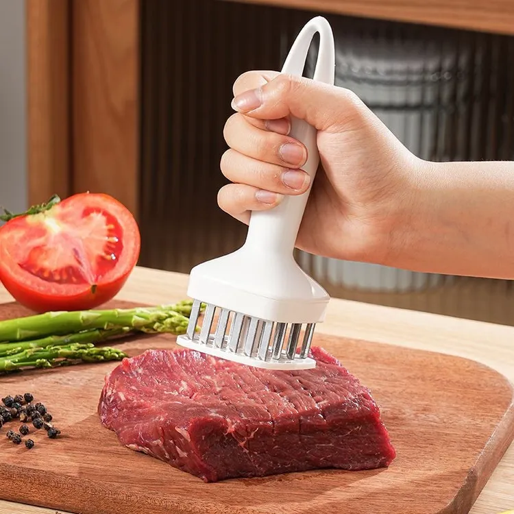 不锈钢自动回弹锤肉 家用厨房牛排断筋牛肉鸡肉入味扎孔器
