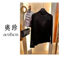 YI NUO黑色烫钻打底衫女装半高领长袖秋装新款内搭外穿都可