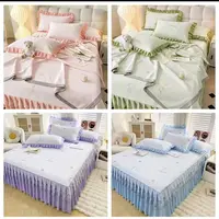 《夏季新品》A类凉感豆豆席夏季降温冰丝裙款四件套 三件套 可机洗