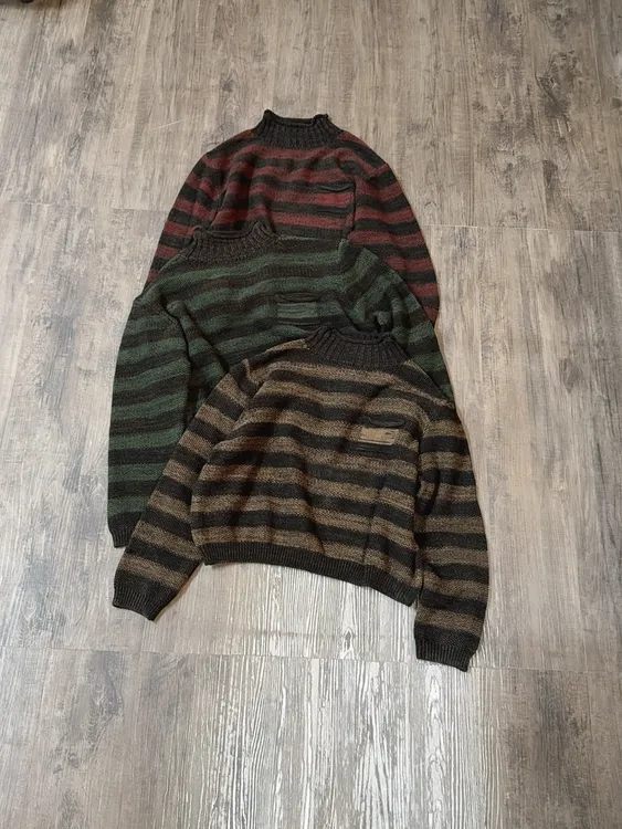 1103秋季新款条纹半高领洋气百搭毛衣（衣长48 胸围118左右）