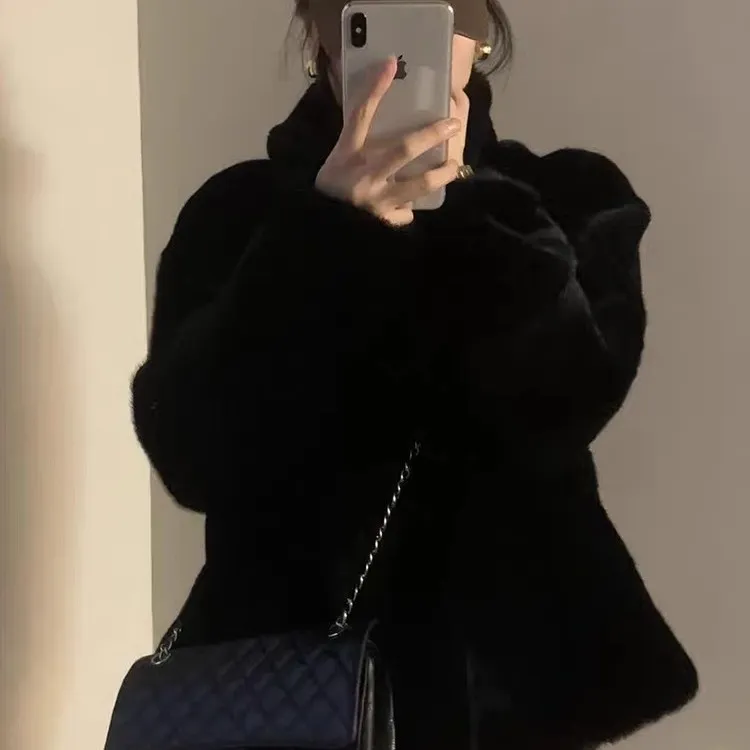 2025冬新款水貂毛绒大衣加厚高级感皮毛一体中长款环保毛毛外套女