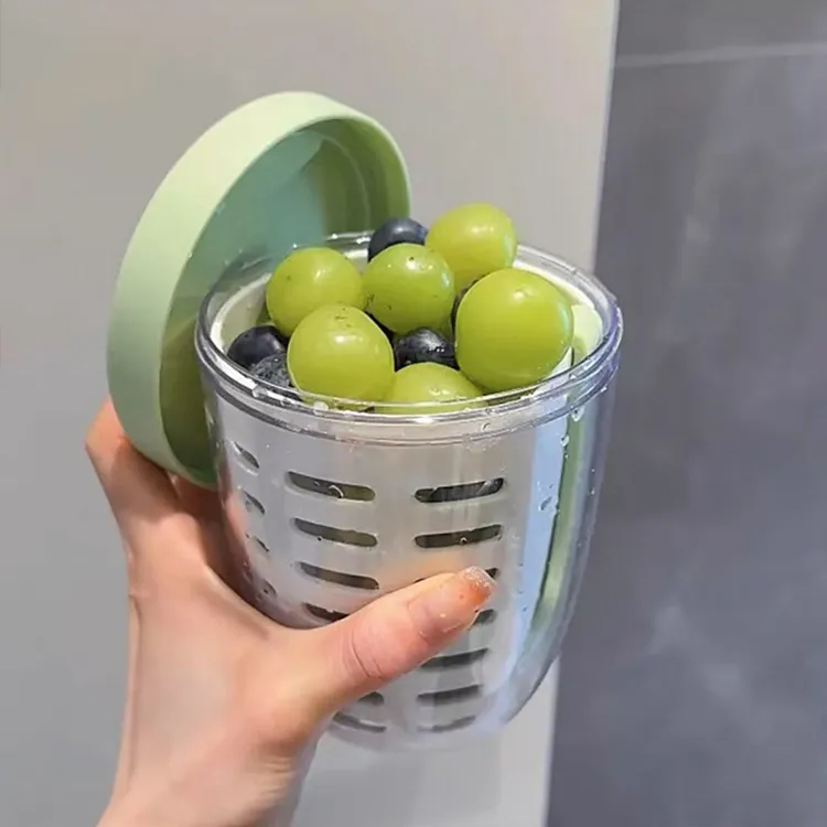 网红沙拉杯ins风双层沥水杯自带叉子食品级早餐杯外出便携水果杯