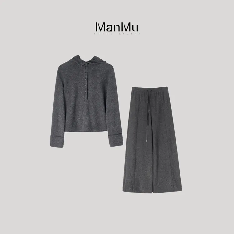 满目ManMu 【张琪专属】高级定制秋冬时尚百搭深灰色套装350685