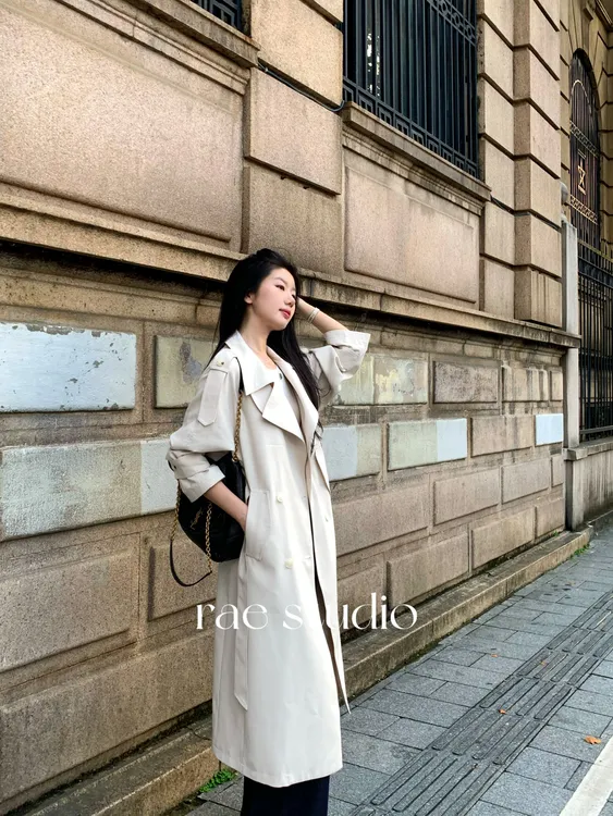 【Rae】秋季高级韩系时尚氛围感长款风衣r605