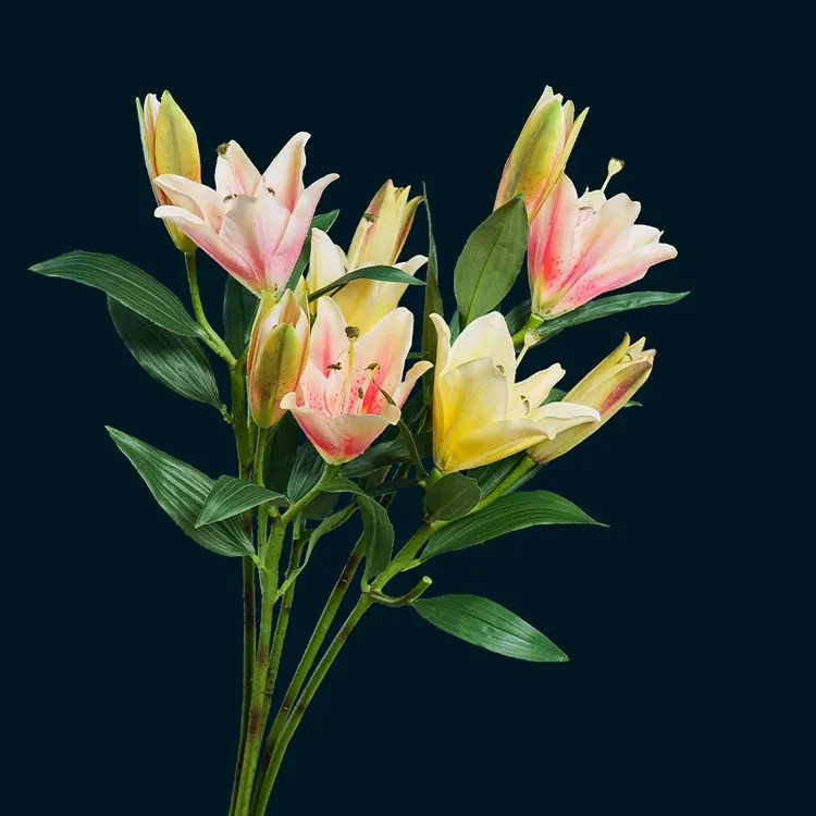 新 美筑里高仿真手感百合花束假花仿真花摆设客厅花艺插花装饰花