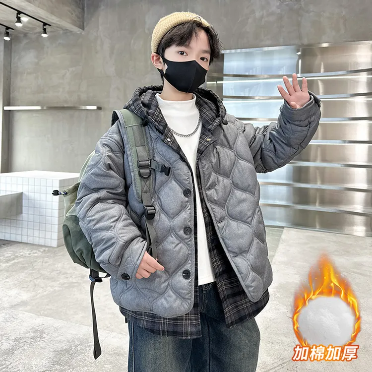 儿童装男童冬装夹棉外套2025新款中大童秋冬款男孩加厚冬季棉服潮