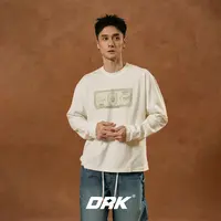 DRK【回溯系列】小狗钞票图案长袖圆领宽松休闲秋季印花T恤情侣秋季