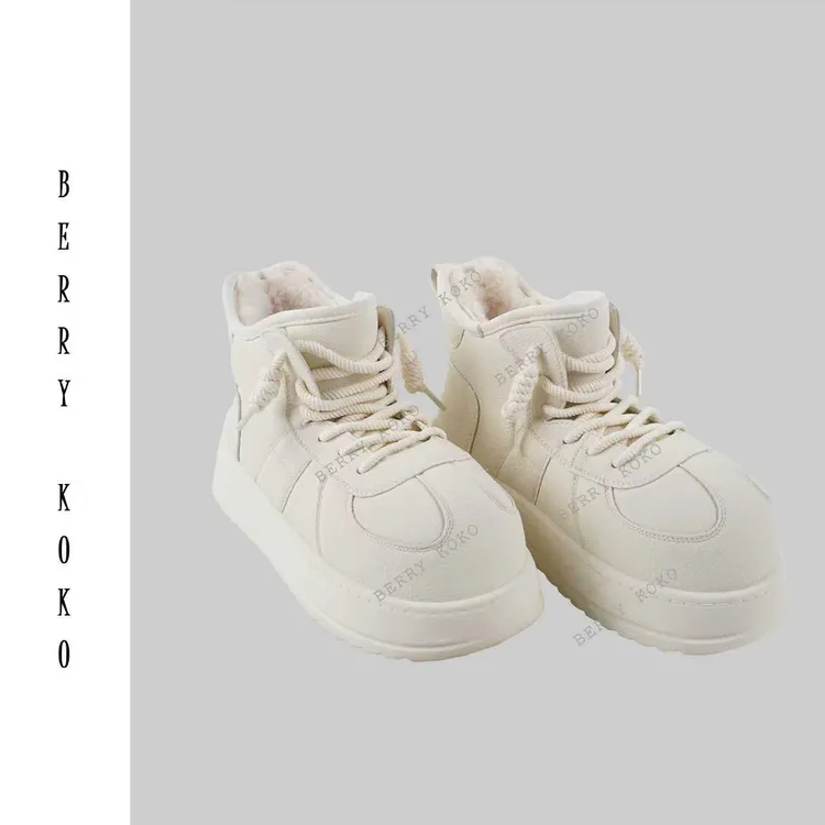 "秋冬复古“丑萌”款“米奇”鞋头厚底 内里毛毛雪地靴" X31