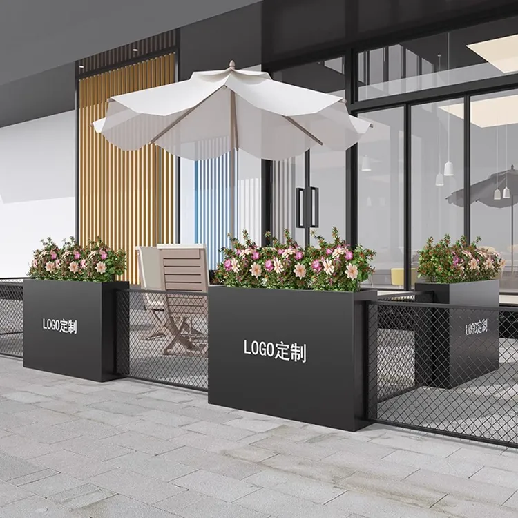 户外铁艺花箱组合商业街广场庭院长方形阳台市政户外花箱种植箱