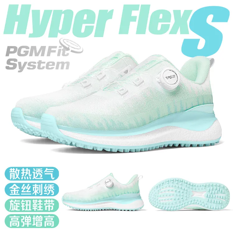 PGM高尔夫球鞋金丝刺绣夏季女款爆米花女士鞋透气运动鞋增高鞋子