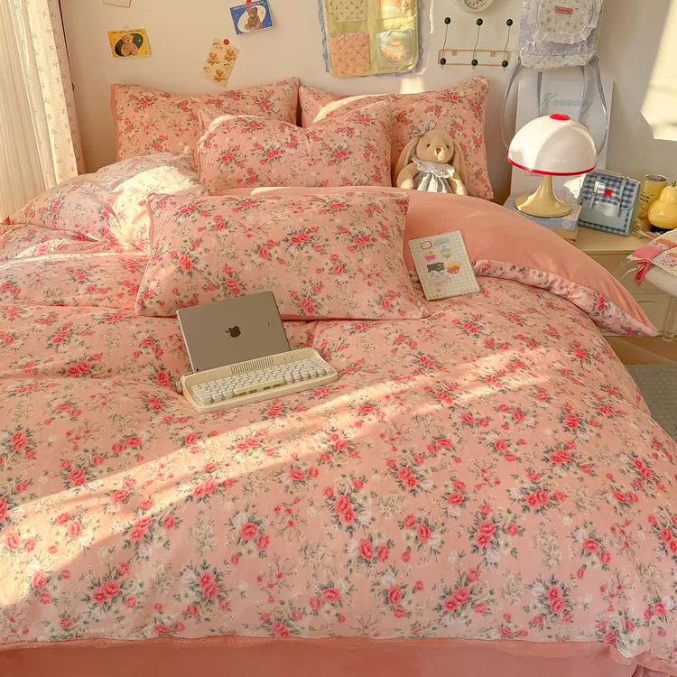 单人秋冬季床品套件牛奶绒学生宿舍被套双面绒奶绒平面被罩