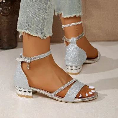 凉鞋女鞋2024新款外穿夏季时装粗跟平底粗跟绝美夏款配裙子一字带