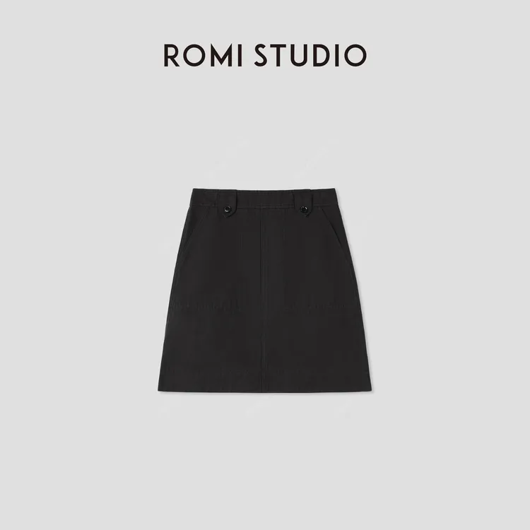 ROMI STUDIO“休闲复古”汉麻棉混纺多色A字工装半身裙 RWCSXD3151