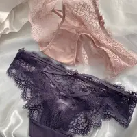 【130斤】女三角内裤低腰法式蕾丝薄款少女镂空性感交叉带花边蝴蝶