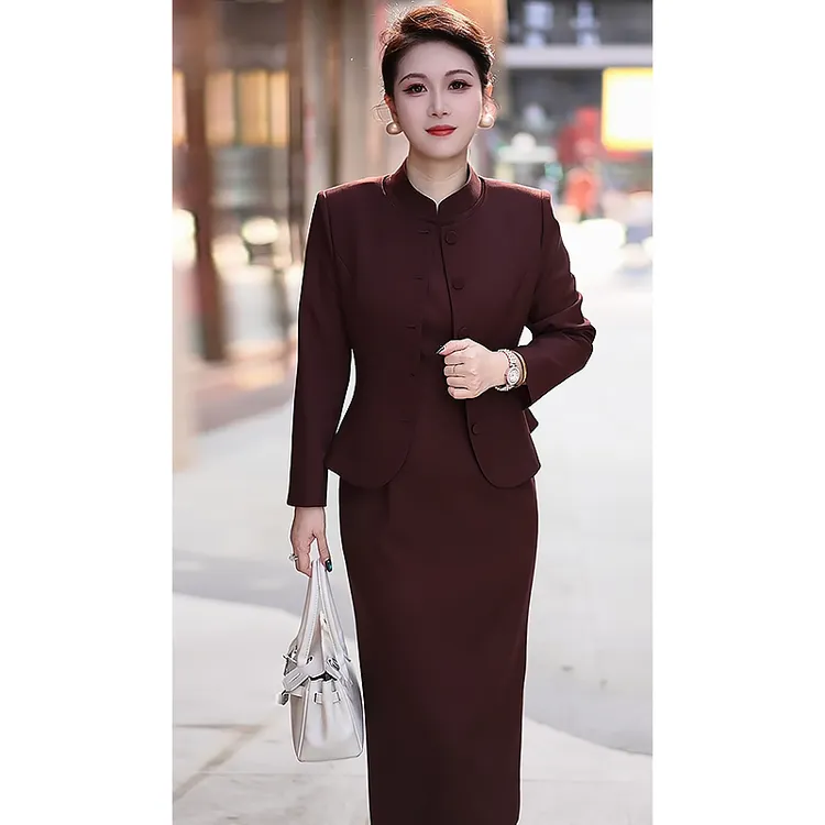 时尚套装轻职风商务休闲风旗袍连衣裙极简风修身通勤