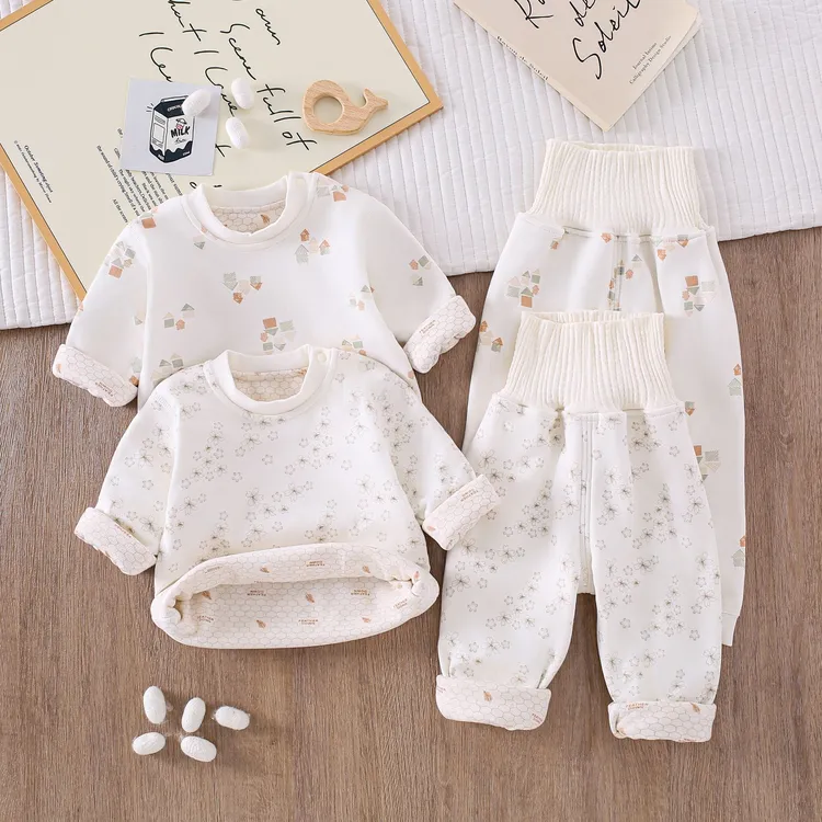 男女通用羊毛蚕丝温变休闲风保暖秋衣裤长袖婴儿分体秋衣套装