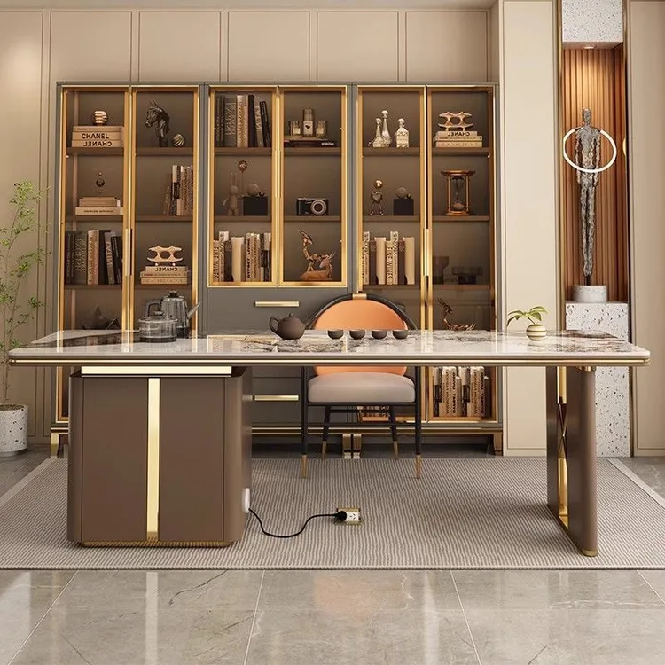 轻奢岩板茶台桌现代简约大板功夫泡茶桌套装一体办公室茶桌椅包邮