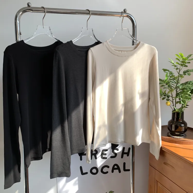 【磨毛打底】纯色圆领弹力磨毛打底