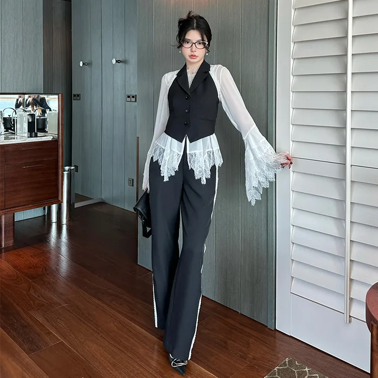 JUNE ELEVEN 黑色垂感直筒休闲裤 舒适百搭宽松直筒裤