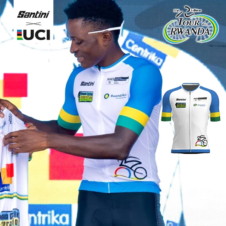 官方授权Santini 25款卢旺达UCI世锦赛限量版彩虹衫短袖波加查