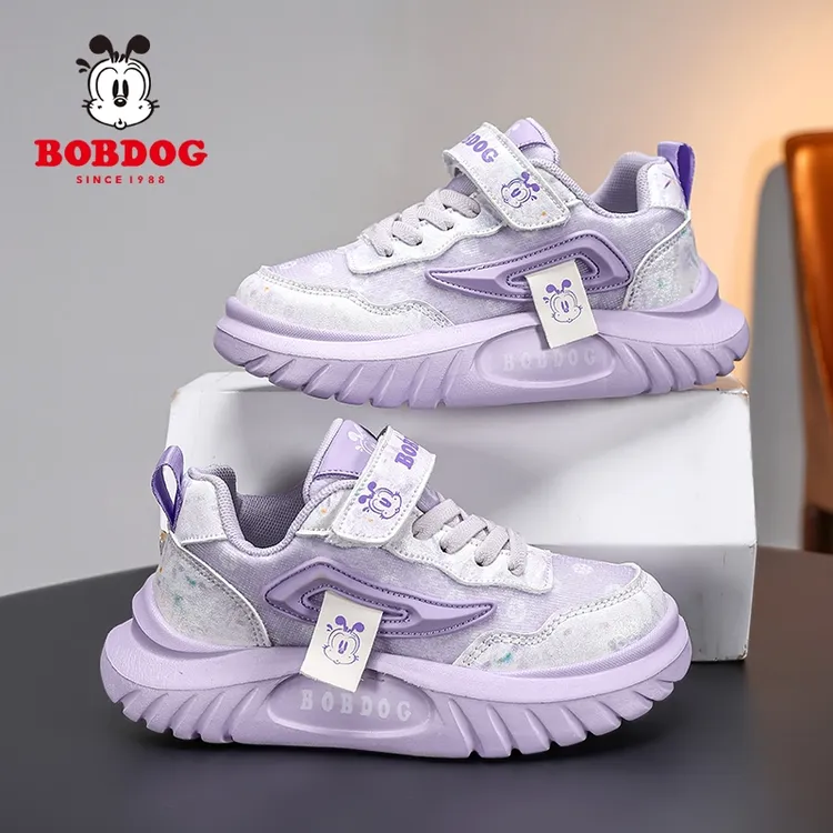 巴布豆女童运动鞋儿童春秋季网面透气中大童女孩轻便时尚潮款板鞋