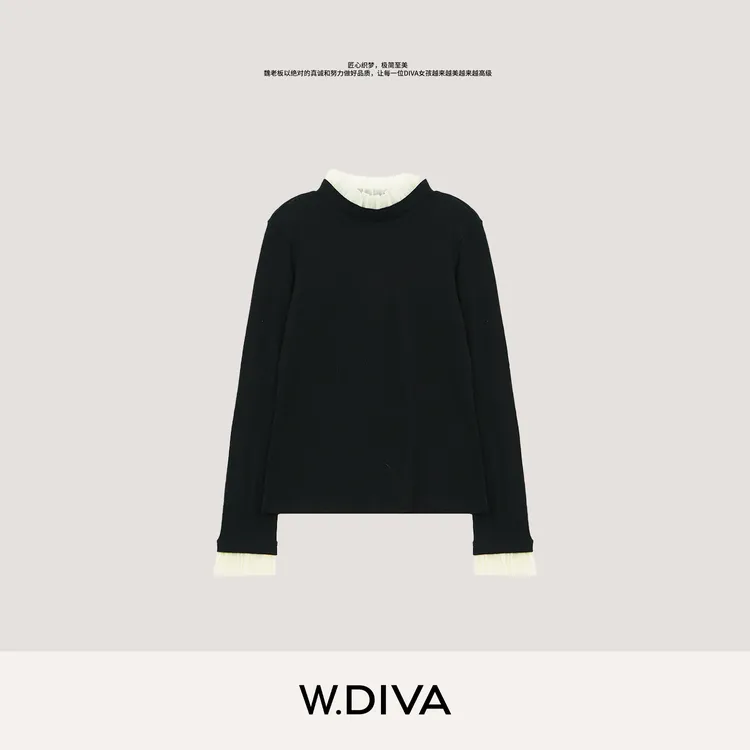 W.Diva【交响曲】100澳大利亚防缩美丽诺羊毛蕾丝T恤51T121188