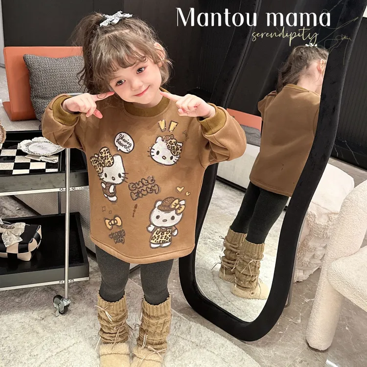 【Mantoumama】【新款】气质卡通KT圆领卫衣女童秋冬百搭休闲可爱韩版