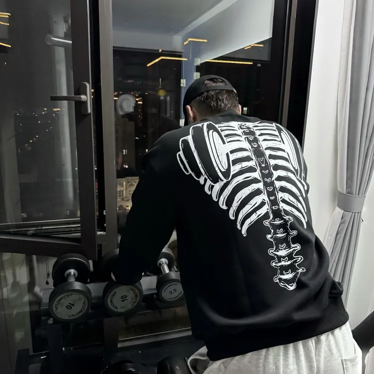 BXLT【杠铃肩胛骨】原创卫衣宽松落肩健身运动百搭重磅训练长袖情侣