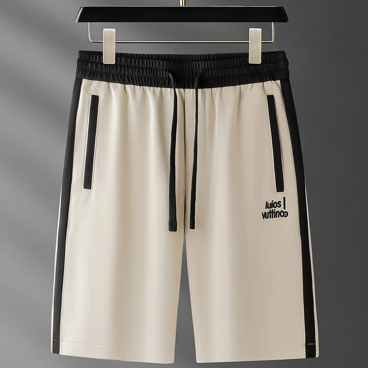 轻奢潮牌夏季薄款莫代尔冰丝短裤男宽松高端时尚刺绣男士五分裤子