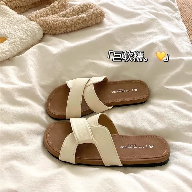 软糯Q弹~好质感小众扭结交叉拖鞋女软软外穿夏季ins沙滩凉拖鞋