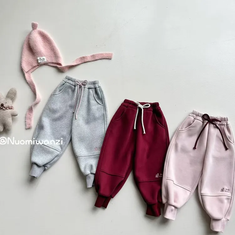 【校服神裤】韩版加绒分割刺绣螺纹收脚校服神裤（秋冬款）WZJ-26557