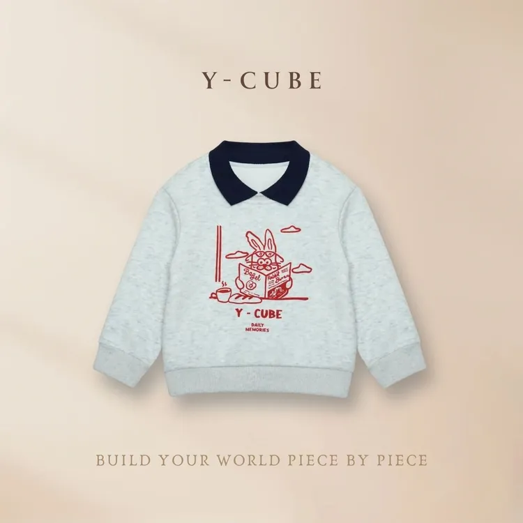 Y-CUBE查理家族 -「灰兔阅章」假两件卫衣