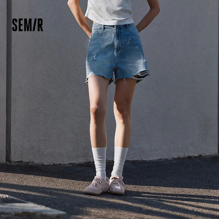 森马牛仔裤女宽松潮酷个性美式热裤酷飒风夏街头毛边复古潮流辣妹