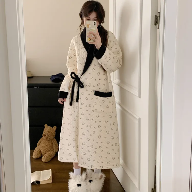 空气棉待产裙春秋冬季哺乳睡裙孕妇睡衣月子家居服产妇冬天可外穿