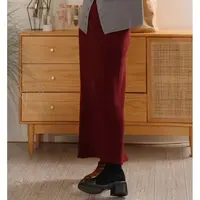 Y【叭哒不惑】绵羊毛松紧腰开叉半身裙女复古针织裙气质百搭