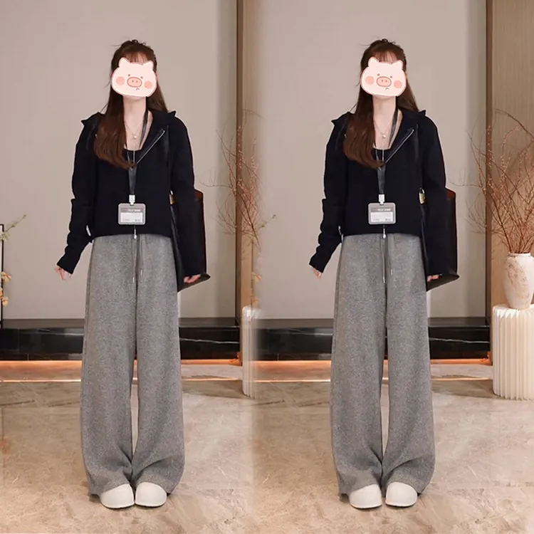 休闲运动套女春秋2025新款韩版宽松显瘦设计感拉链卫衣两件套潮女