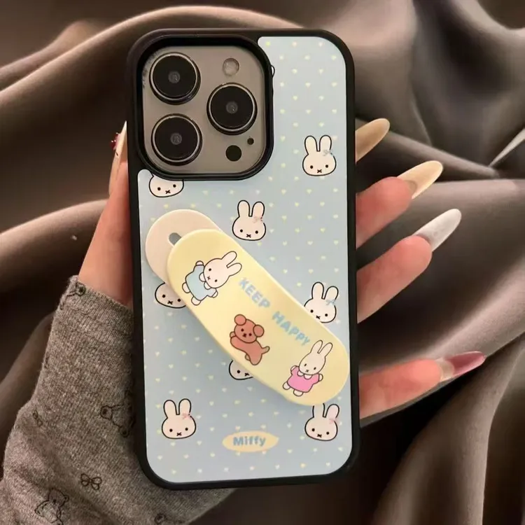 新款米菲熊支架滴胶手机壳适用苹果16小米15reno14p80荣耀华为p70