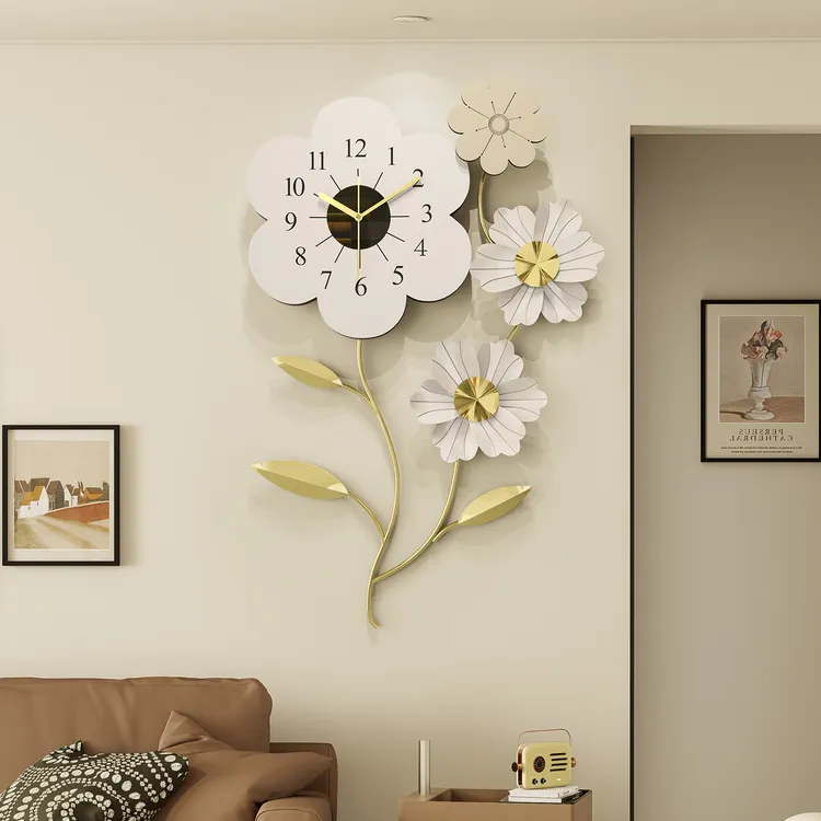 繁花似锦--美居一刻创意装饰挂钟客厅餐厅静音钟表家用时钟挂件