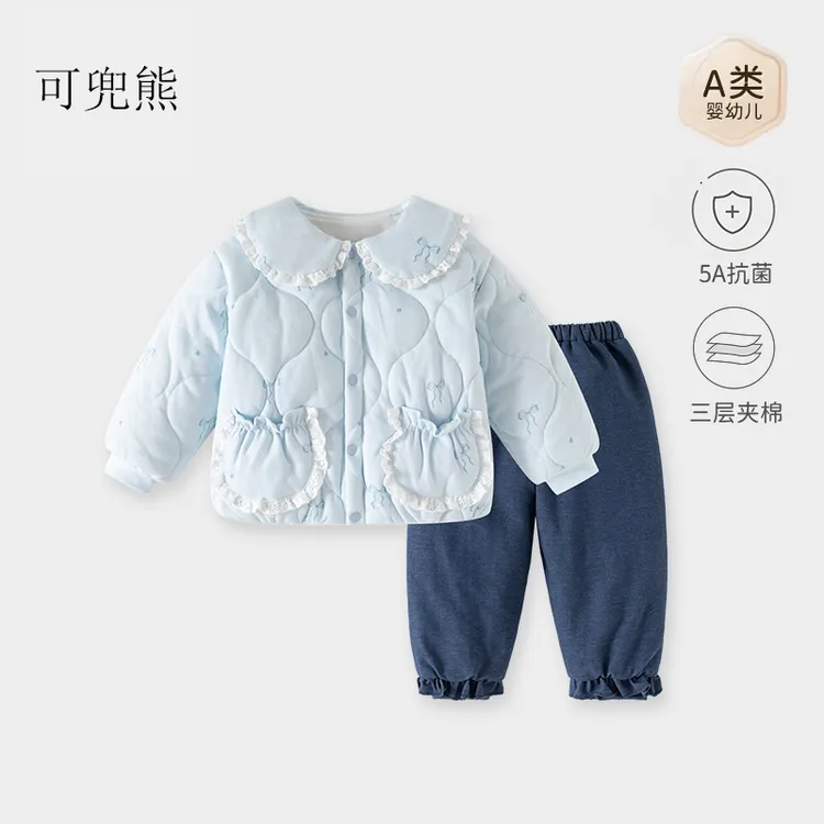 女童冬装套装纯棉2025年款衣服儿童周岁女宝宝冬季童装夹棉两件套