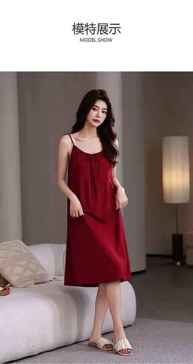 胖mm吊带带胸垫睡裙夏季红色新婚长款性感本命年睡裙孕妇可穿家居