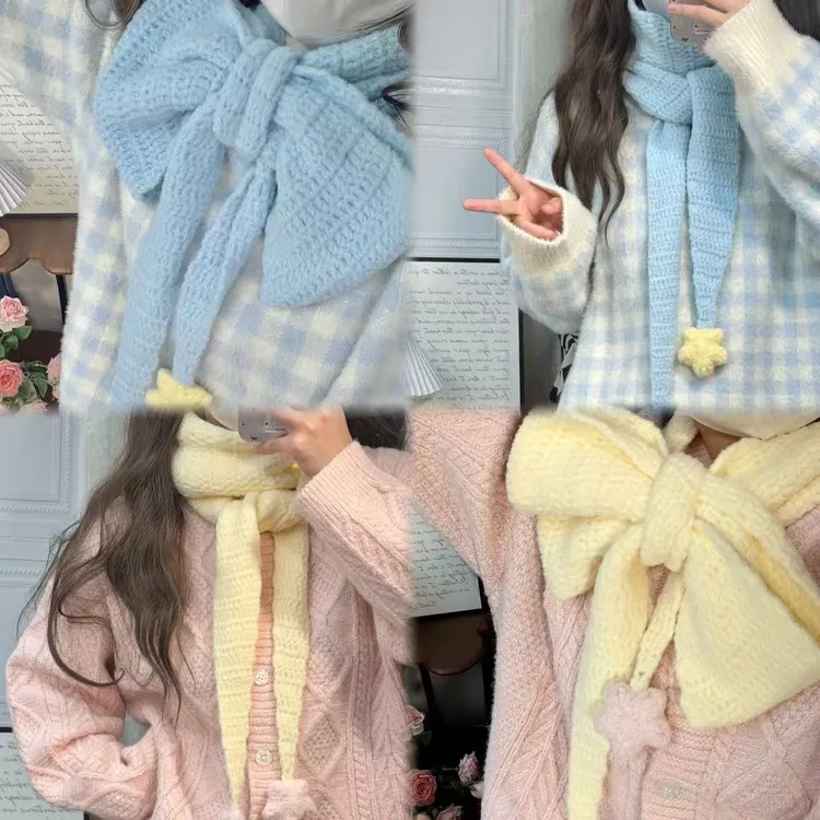 可爱小汝|云朵绵绵奶油可颂围巾手工钩针编织diy材料包