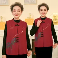 气质妈妈秋装新款中式马甲中老年人女装上衣服洋气中国风春秋马夹
