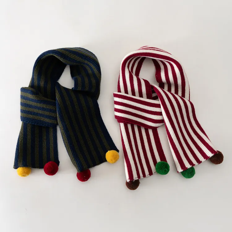 宝宝冬季保暖针织毛线围巾儿童红色过年气氛围脖