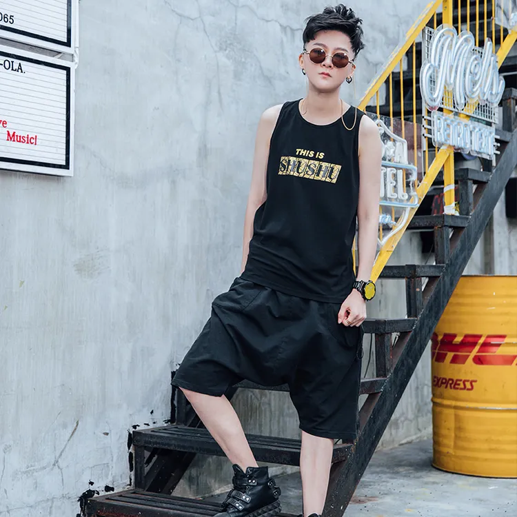 2025发财金帅t束胸衣平胸无痕运动宽松le中性背心cos个性潮牌女夏